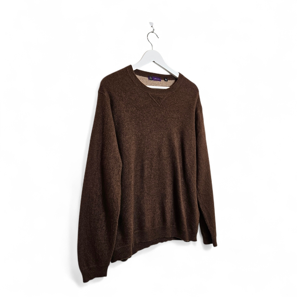 Saks Fifth Avenue Sweater Men's XL 100% Cashmere Henley Quiet Luxury Brown Knit